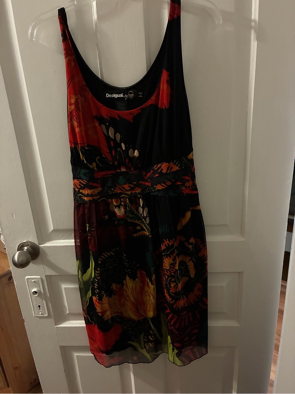 Desigual Black Multicolor Sleeveless Floral-Print Dress